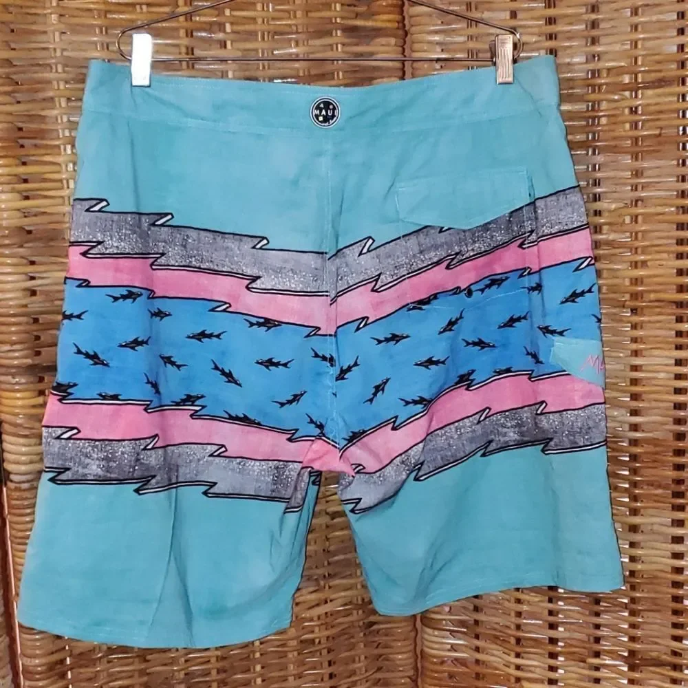 Maui & Sons Black Shark Board Shorts 38
